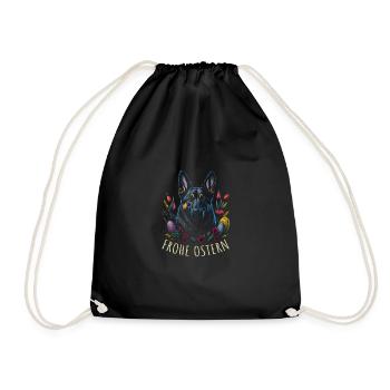 Pâques Printemps Berger allemand - Sac de sport léger - noir - Devant