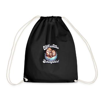 Official Sleep Shirt Otter Family Men Women - Drawstring Bag - black - Front