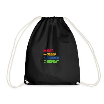 Eat Sleep Fischen Repeat Angler Geschenk Tshirt - Turnbeutel - Schwarz - Vorne