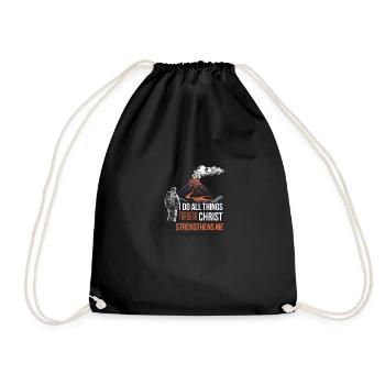 All through Christ who strengthens me Philippians - Drawstring Bag - black - Front