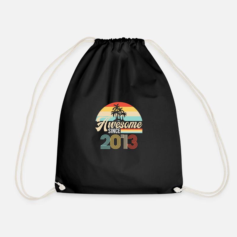 Vintage Awesome Since2013 Geburtstag Retro seashel - Turnbeutel - Schwarz