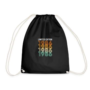 Vintage Limited Edition1986 Birthday Year of Birth - Drawstring Bag - black - Front
