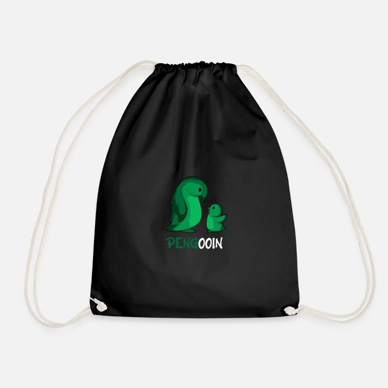 Pengooin Loving Parent. Gift - Drawstring Bag - black