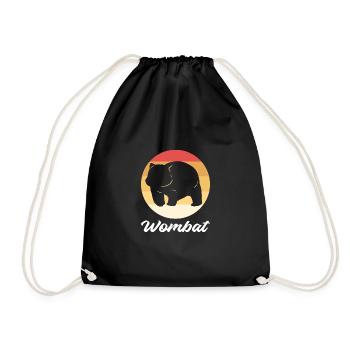 Wombat bei Sonnenuntergang. Zookeeper. Geschenk - Turnbeutel - Schwarz - Vorne