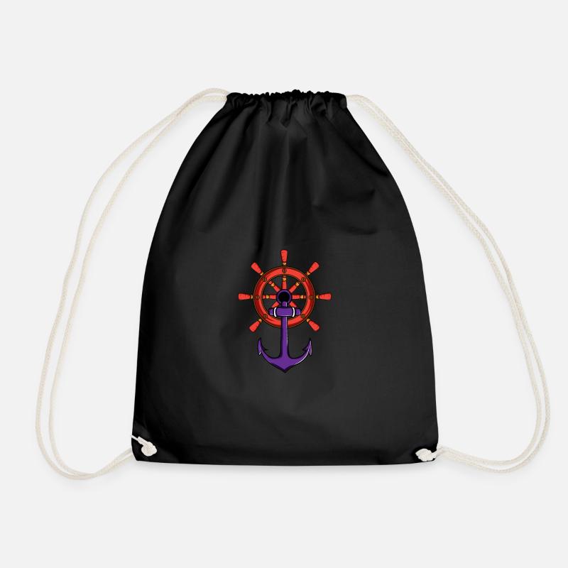 Anchor ship Captain Gift - Drawstring Bag - black