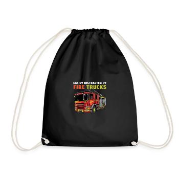 Abgelenkt von Feuerwehrchen Engineman Geschenk - Turnbeutel - Schwarz - Vorne