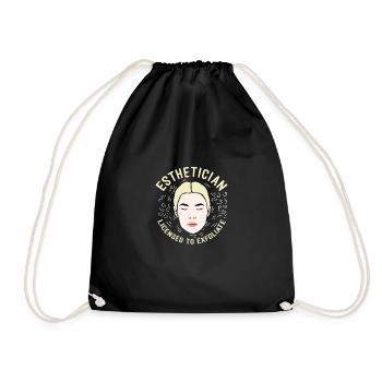 Licensed to exfoliate dermatologist gift - Drawstring Bag - black - Front