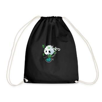 Panda Hippie Stoner Sketching Gift - Drawstring Bag - black - Front
