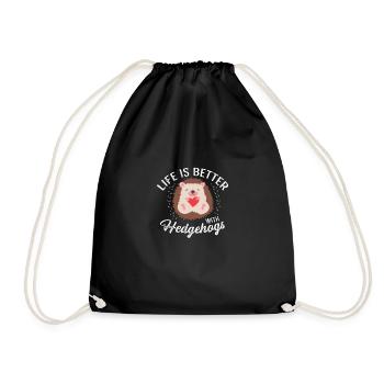 Better with hedgehog pet lover gift - Drawstring Bag - black - Front