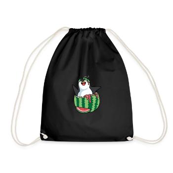 Melon Penguin Fruit Merchant Gift - Drawstring Bag - black - Front