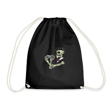 Skeleton Bartender Alcoholic Poison - Drawstring Bag - black - Front