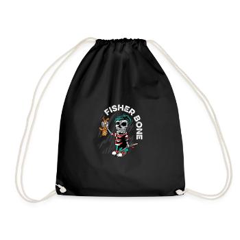 Fishing Bone Fishing Captain Gift - Drawstring Bag - black - Front