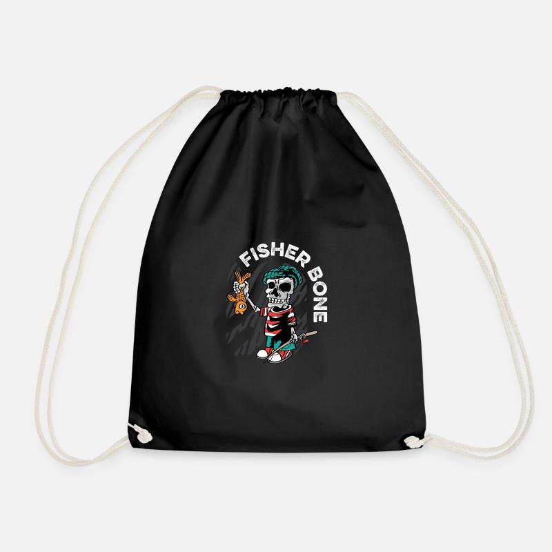 Fischerknochen Angelkapitän Geschenk - Turnbeutel - Schwarz