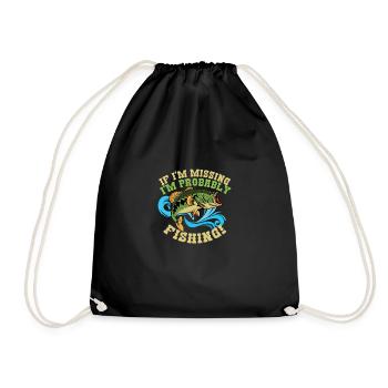 Probably Fishing Senior Captain Gift - Drawstring Bag - black - Front