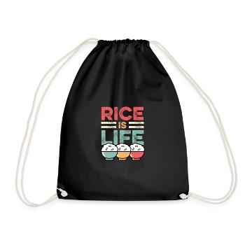 Rice is life Asian or Chinese person - Drawstring Bag - black - Front