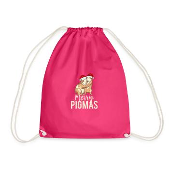 Happy Pigmas face mask funny guinea pigs - Drawstring Bag - fuchsia - Front