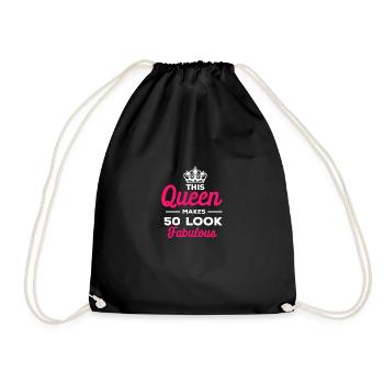 This Queen Leaves 50 Fabulous 50th Bday Present - Drawstring Bag - black - Front