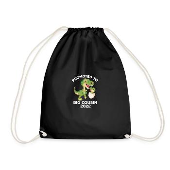 Promoted to Big Cousin 2022 T-Rex Dinosaur lu - Drawstring Bag - black - Front