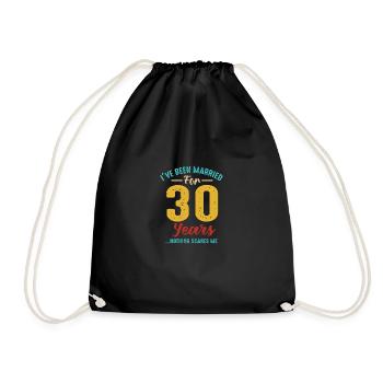 Married for 30 years 30th wedding anniversary retro - Drawstring Bag - black - Front