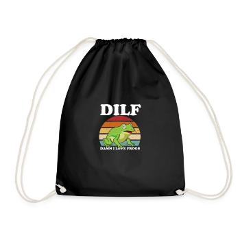 I love frogs funny say frog amphibian - Drawstring Bag - black - Front