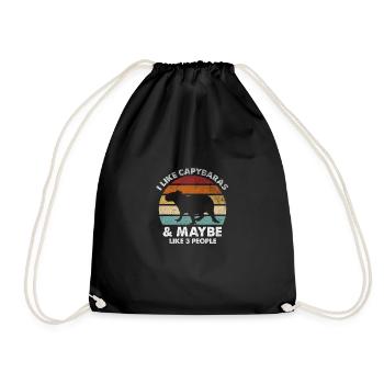 I like capybaras and maybe 3 people funny C - Drawstring Bag - black - Front