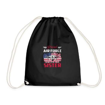 Distressed USA Flag Quote Proud Air Force Schwes - Drawstring Bag - black - Front