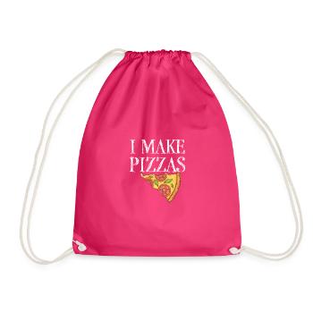 Pizza Make Pizzas Party Funny Chef Quote - Drawstring Bag - fuchsia - Front