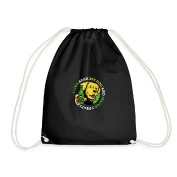 Funny drinking quote I like beer, my cat and - Drawstring Bag - black - Front