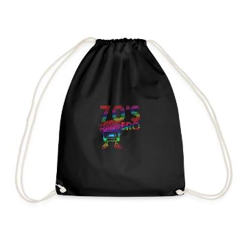 70s Bro Vintage Retro Cassette - Drawstring Bag - black - Front