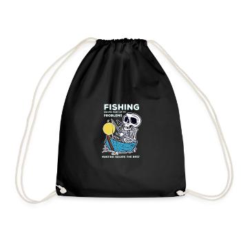 fishing funny quote huntfishing fishing fishing - Drawstring Bag - black - Front