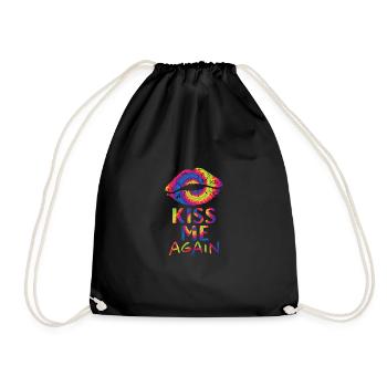 Tie dye les lèvres - embrasse-moi à nouveau - Sac de sport léger - noir - Devant