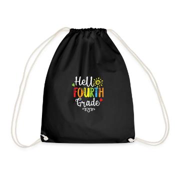 Hello fourth grade back to school - Drawstring Bag - black - Front