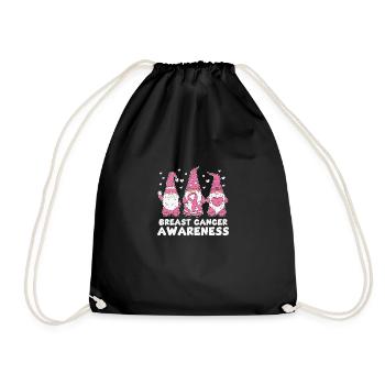 Gnome's breast cancer awareness peace lovers geg - Drawstring Bag - black - Front