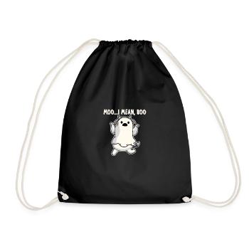 Ghost Cow Moo Ich meine Boo lustiges Zitat Kürbis - Turnbeutel - Schwarz - Vorne