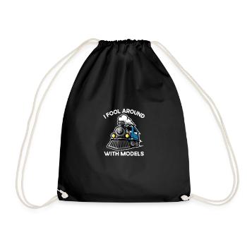 Steam train driver Trainspotting locomotive pun - Drawstring Bag - black - Front
