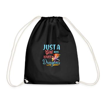 Only a girl who loves dragons, dragons are g - Drawstring Bag - black - Front