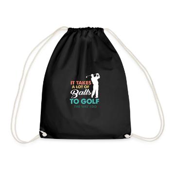 Golf Gag Fun Vintage Golf Balls Pun Jok Control - Drawstring Bag - black - Front