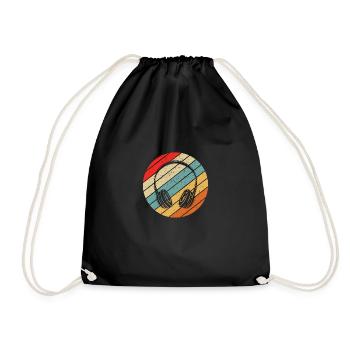 Funny Retro Music Lovers Headphones - Drawstring Bag - black - Front