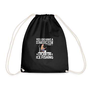 Pension plan I'm planning ice fishing - Drawstring Bag - black - Front