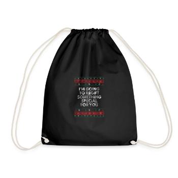 Give something for you Christmas joke Xmas Pun - Drawstring Bag - black - Front