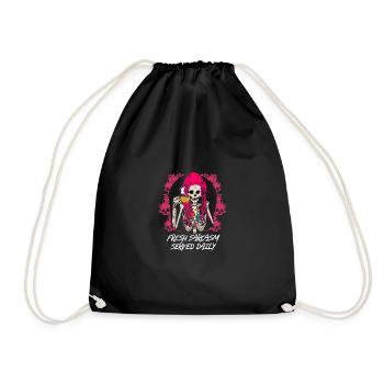 Fresh sarcasm serves funny sarka daily - Drawstring Bag - black - Front
