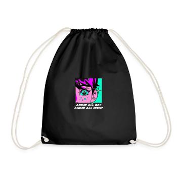 Anime all day Anime all night funny - Drawstring Bag - black - Front