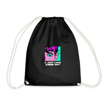 I just love anime funny manga humor Japanese A - Drawstring Bag - black - Front