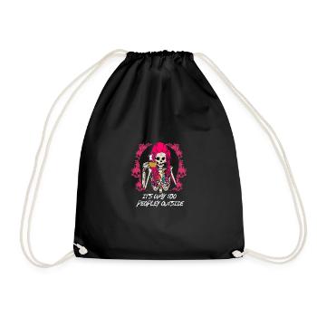 His much too people outside sarcastic int - Drawstring Bag - black - Front