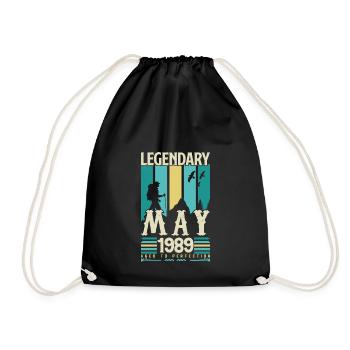 May 1989 Anniversary Gift, Vintage May 1989. - Drawstring Bag - black - Front