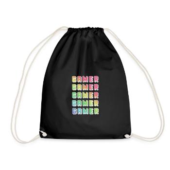 Gamer Rainbow Mehrfachdruck - Turnbeutel - Schwarz - Vorne