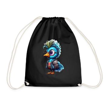 Dessin animé de paon mignon - Sac de sport léger - noir - Devant