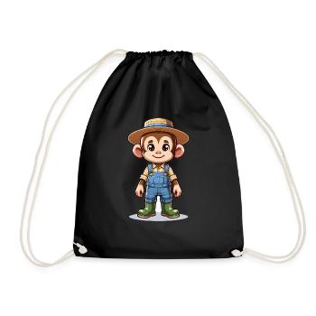 Cute Monkey Farmer - Turnbeutel - Schwarz - Vorne