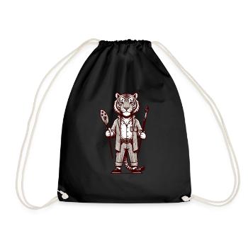 Cute Tiger Artist - Drawstring Bag - black - Front