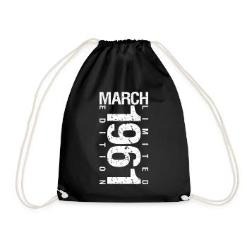 March 1961 March Anniversary March 1961 - Drawstring Bag - black - Front